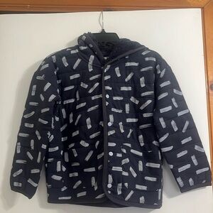 Open Edit Kids Navy Roomy Hooded Organic Cotton Quilted Jacket Size 6; NWOT